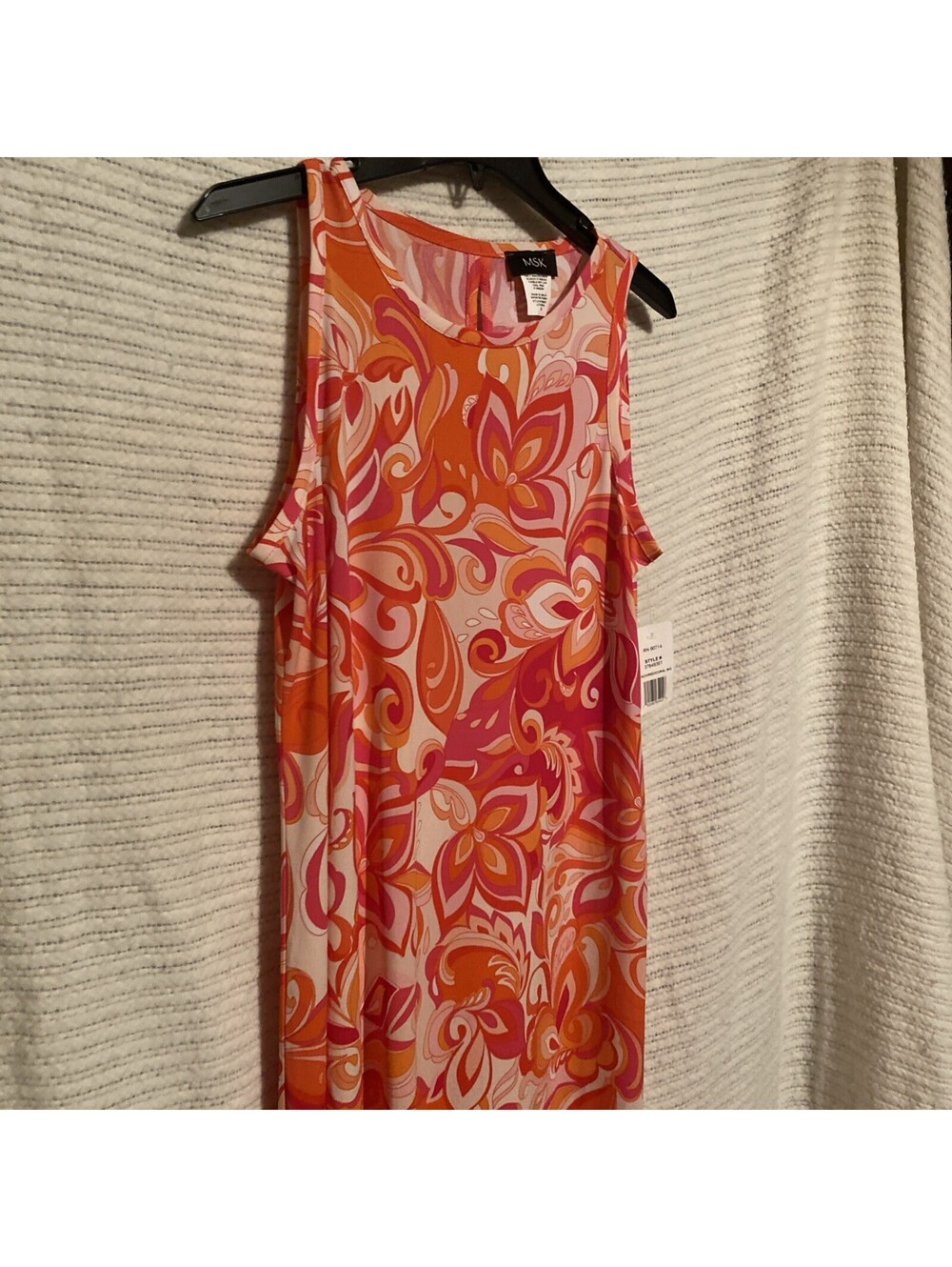 MSK Women’s Paisley Print Sleeveless Shift Dress Pink Multicolor NWT Size Medium